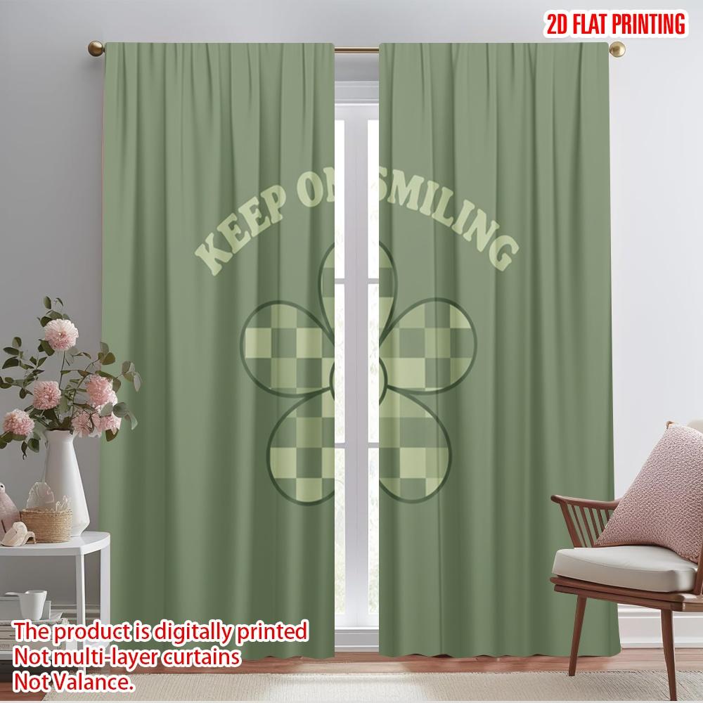 2pcs 2D flat printing Party Curtain Keep Smiling Flower Polyester Without Electricity Holiday Decorations for Multipurpose Event