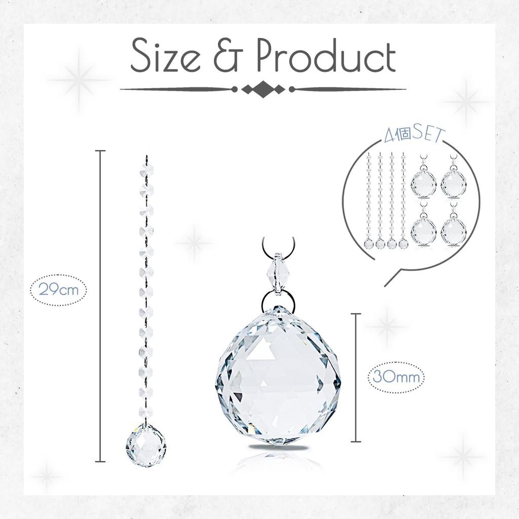 SALUDABLE Suncatcher Crystal Ball Prism Suncatcher Parts (30mm, Set of 4)