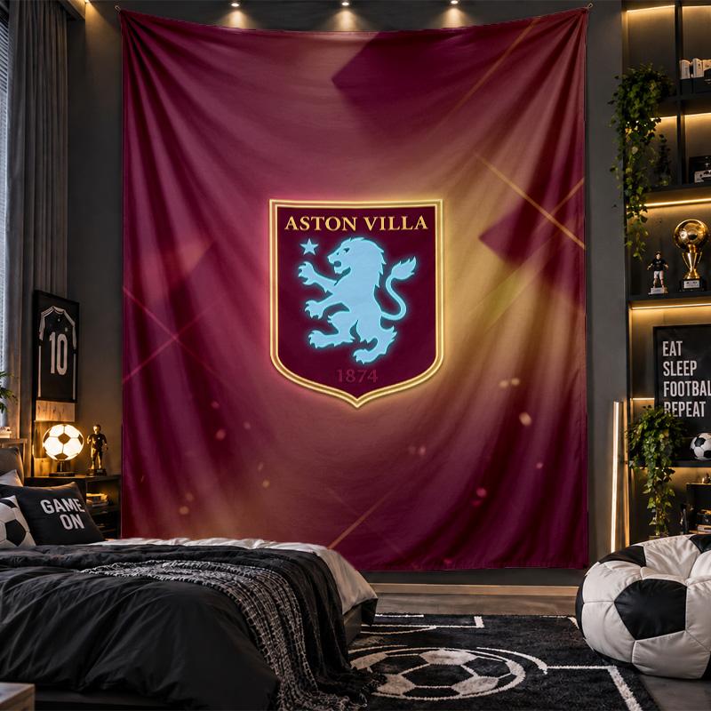 Duvara Asılan Goblen Aston Villa Futbol Baskılı Kumaş Salon Yatak Odası Ev Dekorasyonu İçin