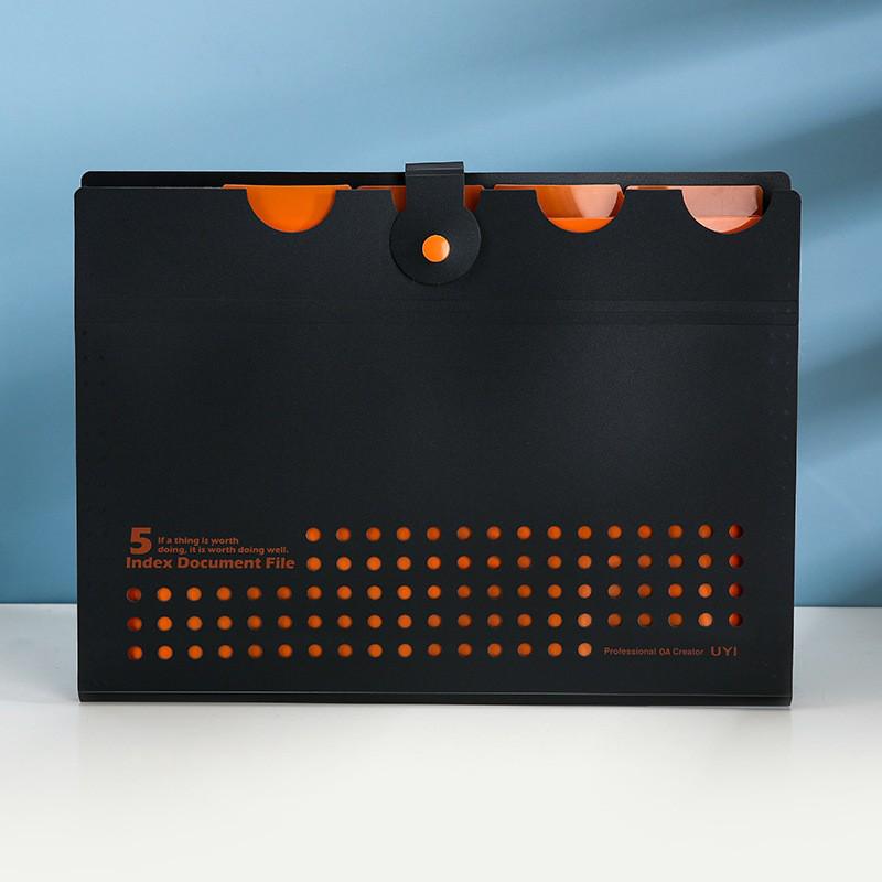 A4 Multi-Layer 5-Compartment Accordion Document Bag with Snap Closure