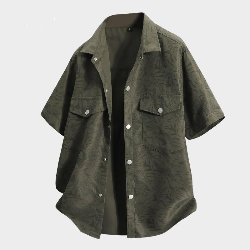 Men's Short Sleeved Shirt, Summer Collar, Inch Shirt, Loose Oversized Shirt