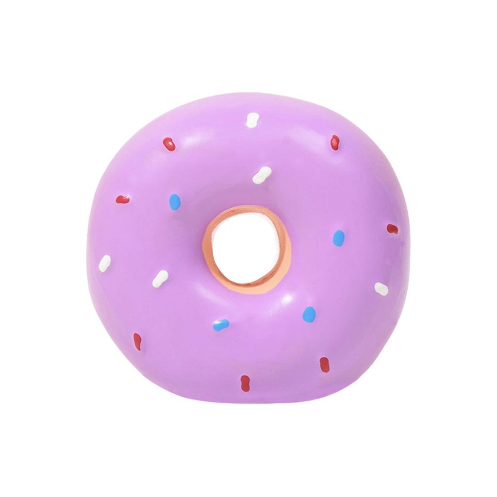 Cute Colorful Donut Shaped Squeaky Dog Toy Soft Latex Material Pet Chew Toy For Teething And Interactive Play