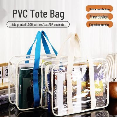 Personlig trykt gjennomsiktig PVC-totebag med logo - Vanntett toalettmappe med stor kapasitet for svømming og trening.