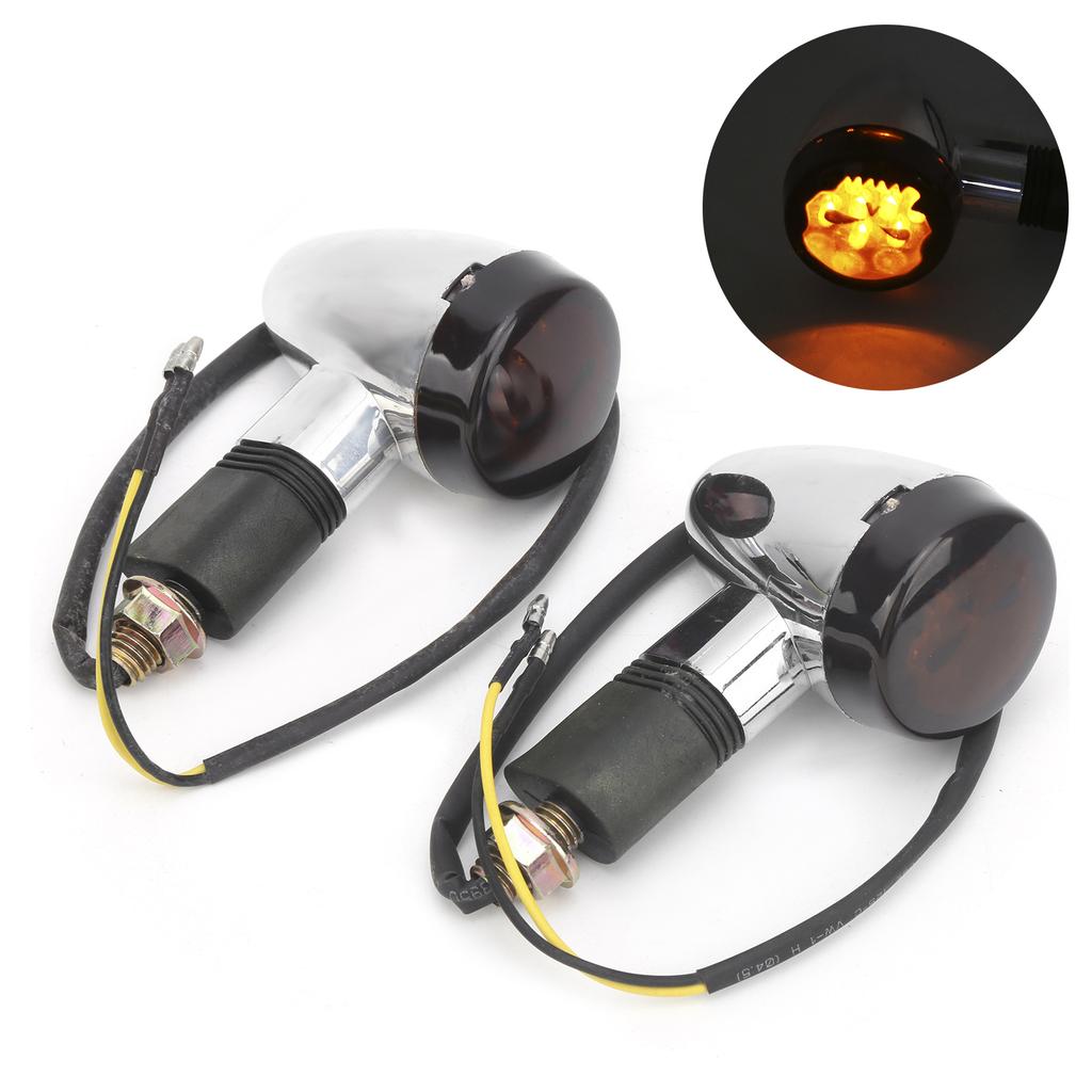 2pcs Universal Motorcycle Turn Signal Lamp Yellow Light High Visibility 12V 10mm 0.4in ThreadWhite
