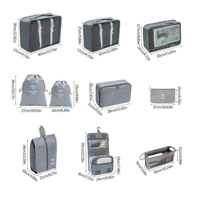 Packing Cubes for Suitcases 10Pcs Luggage Organizers Bags for Travel Waterproof Packing Cube Storage Bags for Suitcases