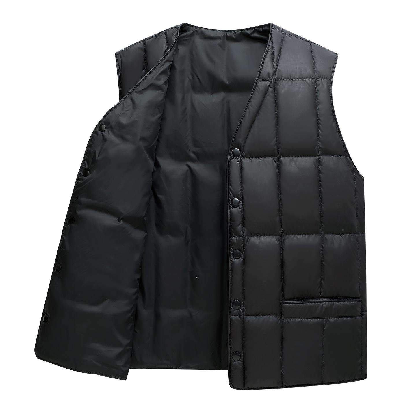 

Mid-Length Fleece-Lined Sleeveless Down Vest with Large Pockets for Middle-Aged Men - Thick Cotton Jacket for Business Casual XXL чорний
