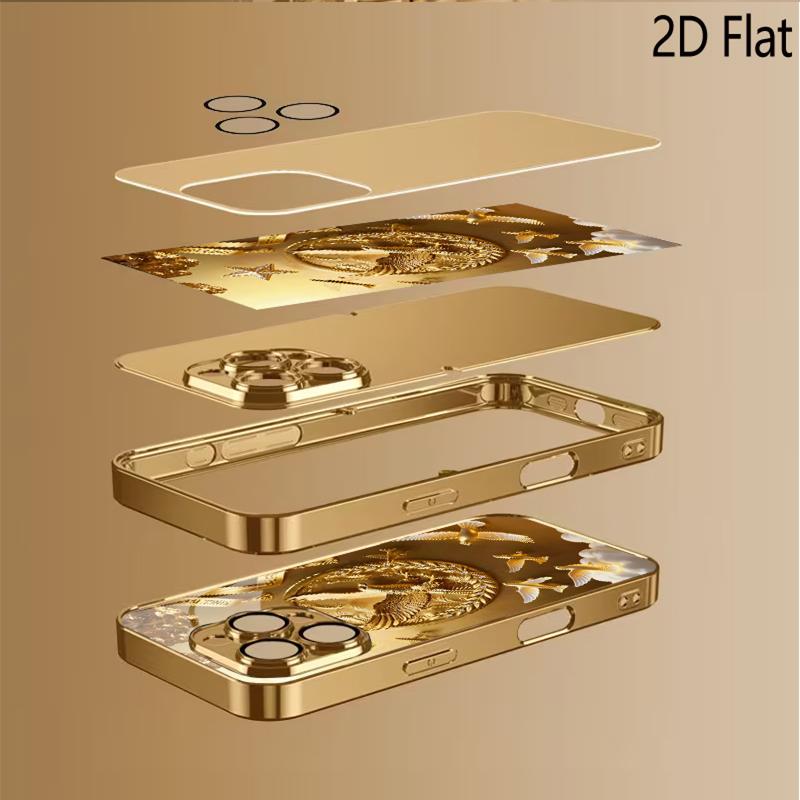 Eagle emblem Patterned tempered glass design for iPhone16 17 Pro Max 15 14 13 12 11 ProMax Phone Case Camera Cover Shockproof H