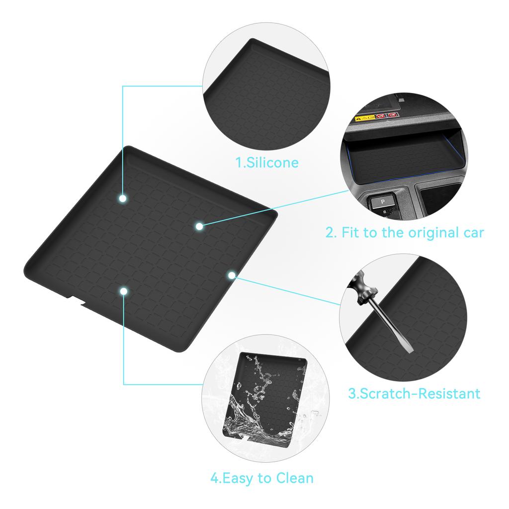 for Toyota RAV4 2026 Center Storage Box Pad Anti slip Mobile Phone Protective Mat silicone Car Interior Accessories Black