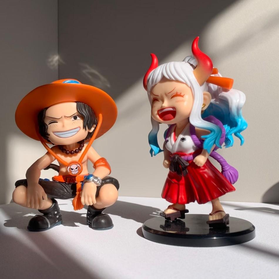 1-2Pcs One Piece Anime Figure Doll Portgas D Ace Yamato Q Version Model Decor Peripheral Ornament Children Charm  Gifts Toys