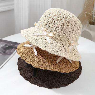 Chapeau Tissé Chapeau d'Été de Plage en Paille avec Nœud pour Femme Chapeau de Soleil Ombrageant Chapeau de Soleil Plage Dentelle Chapeau de Soleil