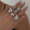 Ingemark Trendy Exquisite Irregular Geometric Rings Set Women Creative Simple Metal Opening Finger Ring Aesthetics Jewelry Gift
