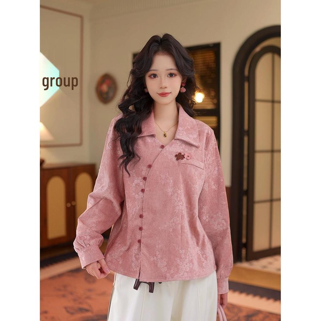 Women's Retro Irregular Long Sleeve Shirt Top for Autumn/Winter 