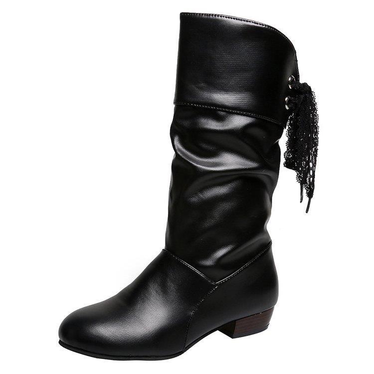 Fashion Lace-up Leather Ladies Mid Calf Shoes Comfortable and Elegant On Promotion Fashion 2025 New Rock Y2k Hot Women's Half High Boots