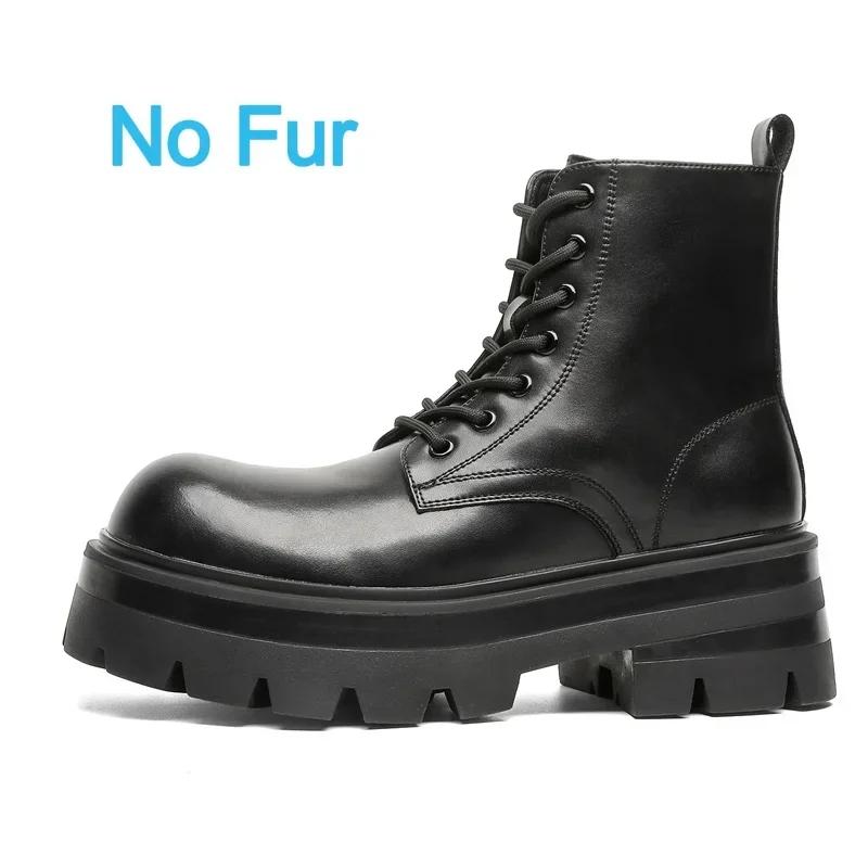 2024New Fashion Casual Leather Office Boots Winter Platform High Top Walking BootsThick Bottom Antiskid Designer Motorcycle Boot