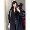 Women's Black Trench Coat: 2024 New Petite Mid-Length British Style for Autumn and Winter