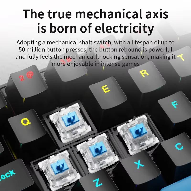K68 Wired Mechanical Keyboard 10Kinds of Colorful Lighting Gaming and Office For Microsoft Windows and IOS System