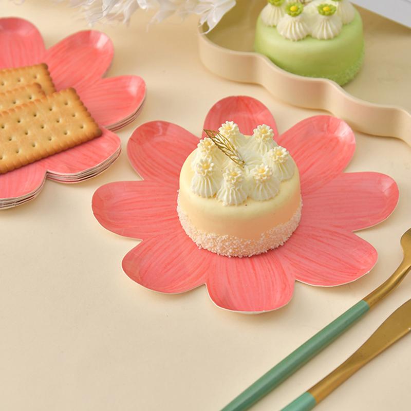 Disposable Daisy Paper Plate Flower Meal Plate Picnic Cake Plates Birthday Theme Party Decoration