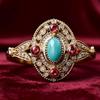2026 Eco-Friendly Turquoise & Colored Diamond Alloy Ring In Court Style