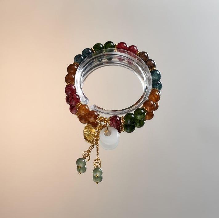 Bohemian Sweet  Beaded Bracelet for Women Girls Pink Color Imitation Jade Crystal Hand Jewelry Birthday Party Gifts