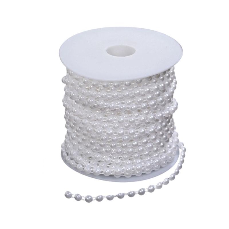 Imitation Pearls String Beads Chain for Art Craft 25M Artificial Pearls Beads Chain for Bridals Dress Wedding Decoration