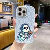 Phone Case: 2D Flat Design Suitable for iPhone 18 17 16 15 14 13 Pro Protective Case, Couple Style, Little Ghost Wearing Headphones, Christmas and Hal