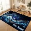 Octopus Sea Life Theme Crystal Velvet Floor Rug Personalized Custom Name Text Warm Carpet Home Decoration