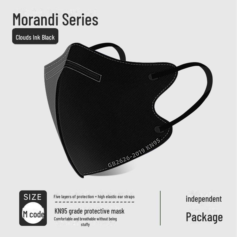 

Маска для взрослых Morandi Color 3D KN95, четырехслойная, одноразовая, с ушными петлями, в индивидуальной упаковке 30pcs прохладный черный