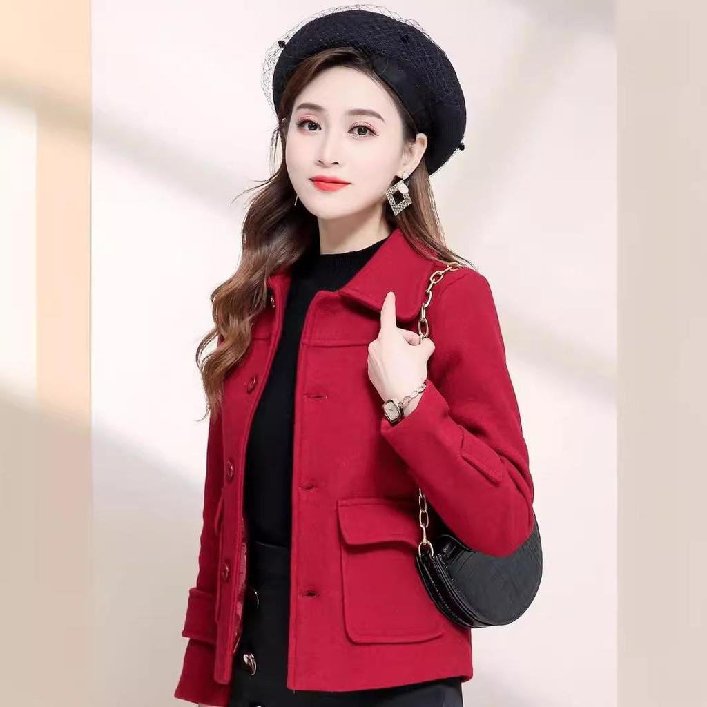 Petite Women's 2024 Korean Woolen Coat - Short Style Casual All-match Cardigan