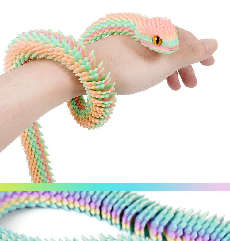 Ou de șarpe imprimat 3D, creativ, decompresie, formă de șarpe mobilă, rotativă, articulată, ornament de birou, jucărie pentru copii, cadou de Anul Nou 2025
