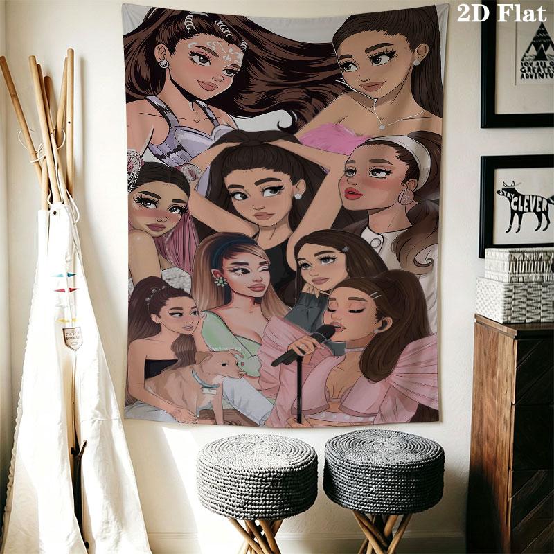Ariana Grande Green Wall Hanging Printed Fabric Blanket Decorative Tapestries for Bedroom Living Room Home Decor