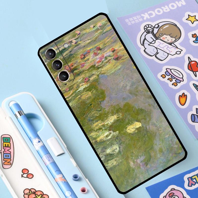 Claude Monet Garden Lotus Bridge Case For Samsung Galaxy S23 S22 S21 Ultra S20 FE S9 S10 Note 10 Plus Note 20 Ultra Full Cover