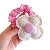 Hair Tie Dot Plaid Print Handcrafted Bow Flower Design Hair Rope Soft Fabric High Elasticity Pastoral Style Hair Band Hair Accessory