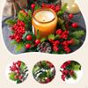 Christmas Candle Ring Wreath Holder for Party Kitchen Festival
