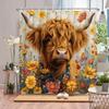 Wildtier Duschvorhang Blume Pflanze Löwe Kuh Tiger Dschungel Szenerie Cartoon Bauernhof Zuhause Polyester Stoff Badezimmer Dekor Vorhang Set