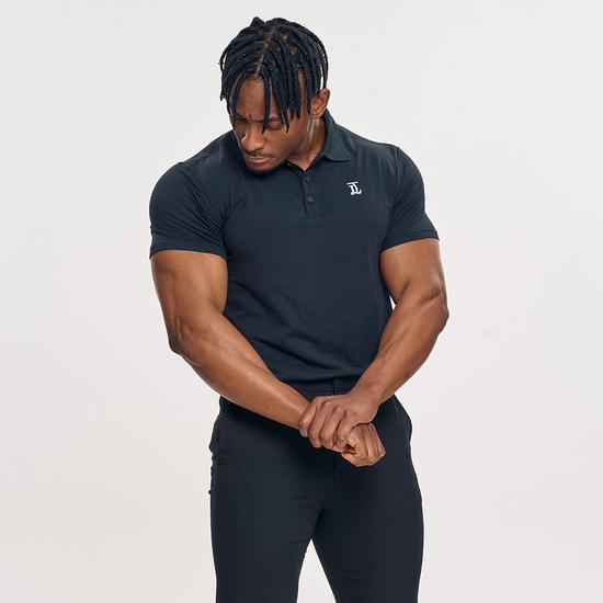 Men s Modal Slim Fit Short Sleeve Polo Shirt M чёрный