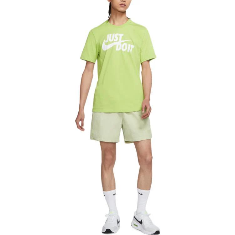 Nike Logo Print Crew Neck Casual Sport Short Sleeve T-Shirt Men Tops Green AR5007-332