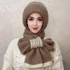 Winter Knit Hat Scarf Set Large Head Circumference Elastic Warm
