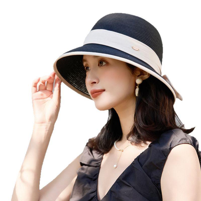Women's Japanese-Style Raffia Sun Hat - Large Brim for UV Protection