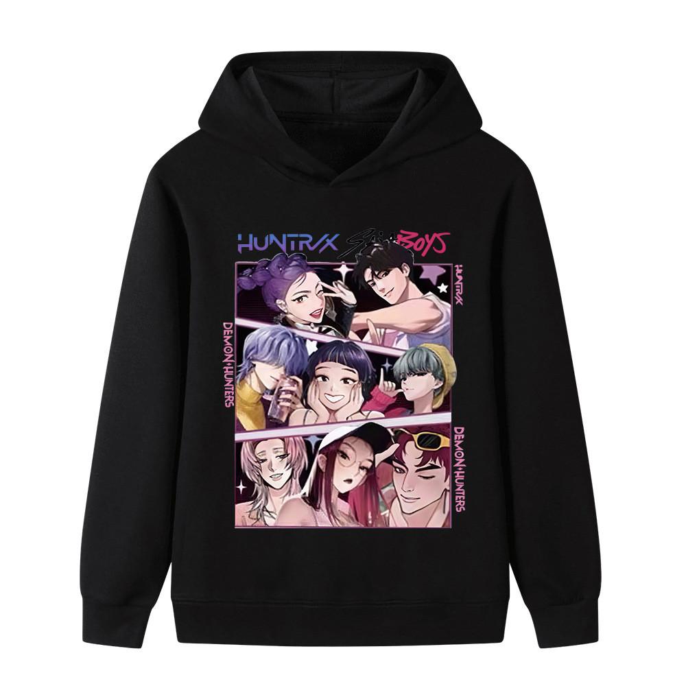 B1224 Kids Boys Girls Sajaboys Kpop Rumi Zoey Mira Print Long Sleeves Hoodie