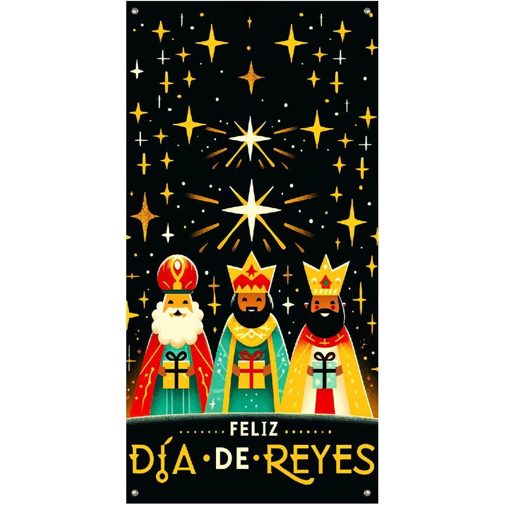 Feliz Dia De Reyes Door Cover 35x71 Inch Three Kings Day Porch Banner Epiphany Decorations Wise Men Celebration Backdrop for Home Office For Girls or