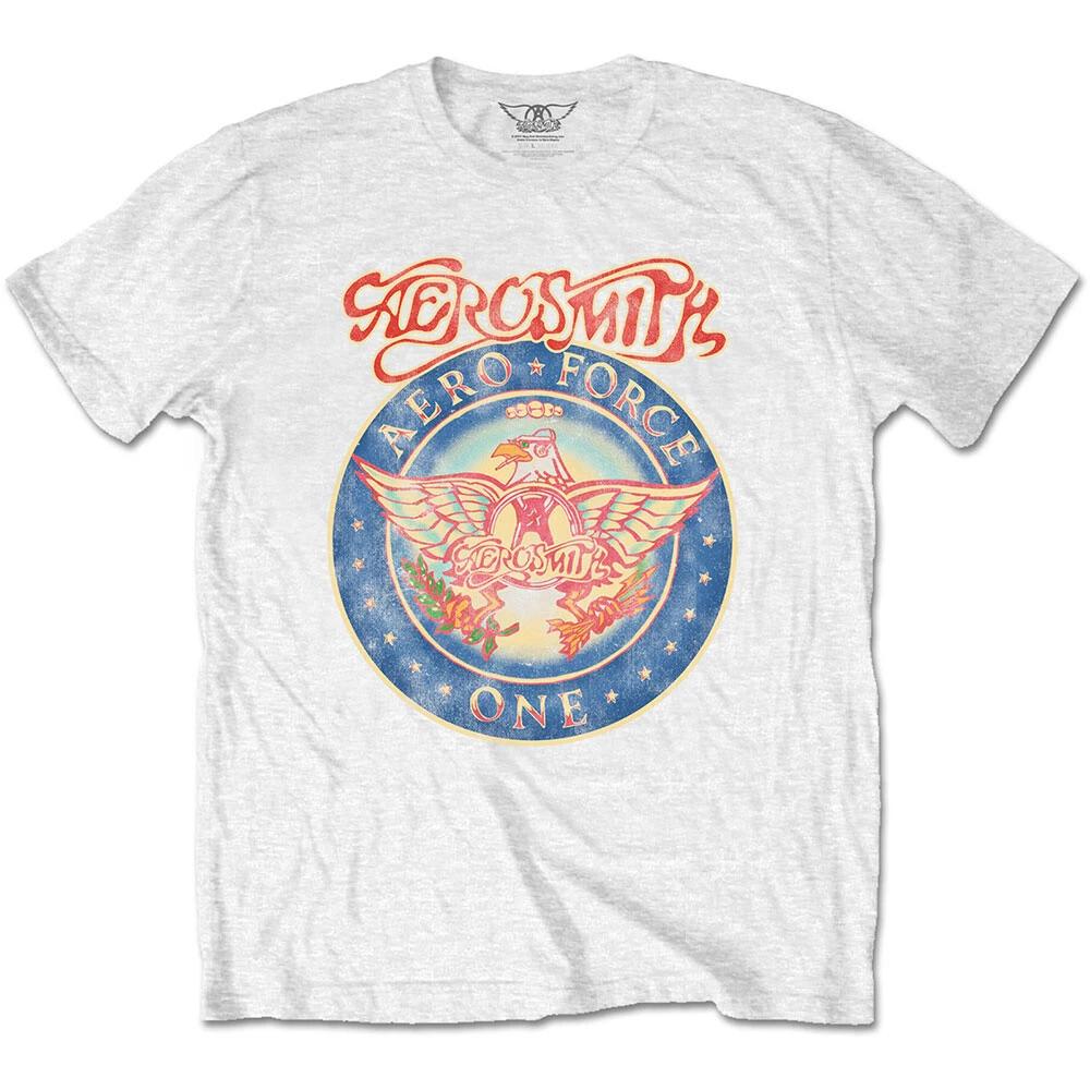 Aerosmith T-Shirt Aero Force One Band New White Official M