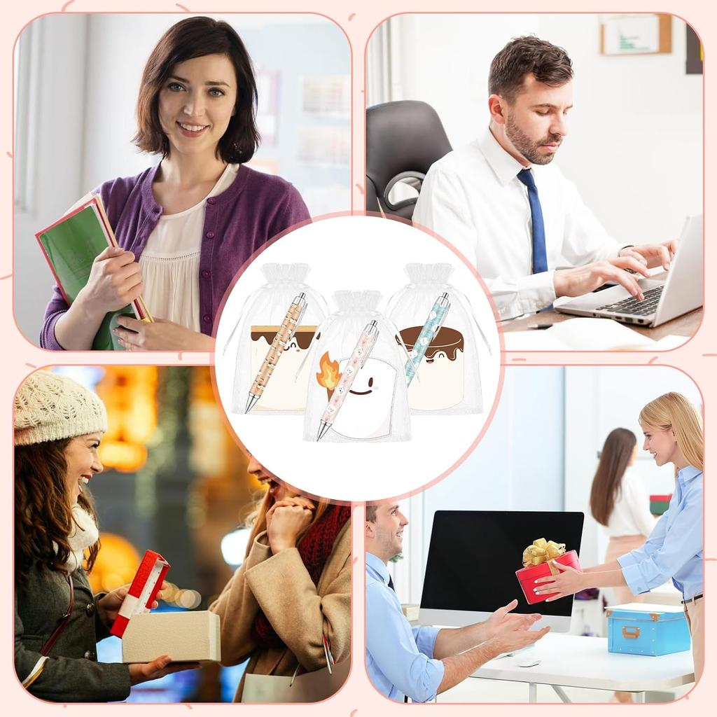 30 Sets S'More Marshmallow Appreciation Gifts Bulk 30 pirational Marshmallow Ballpoint Pens 30 S'Mores Sticky Notes Pads Employee Appreciation Gifts