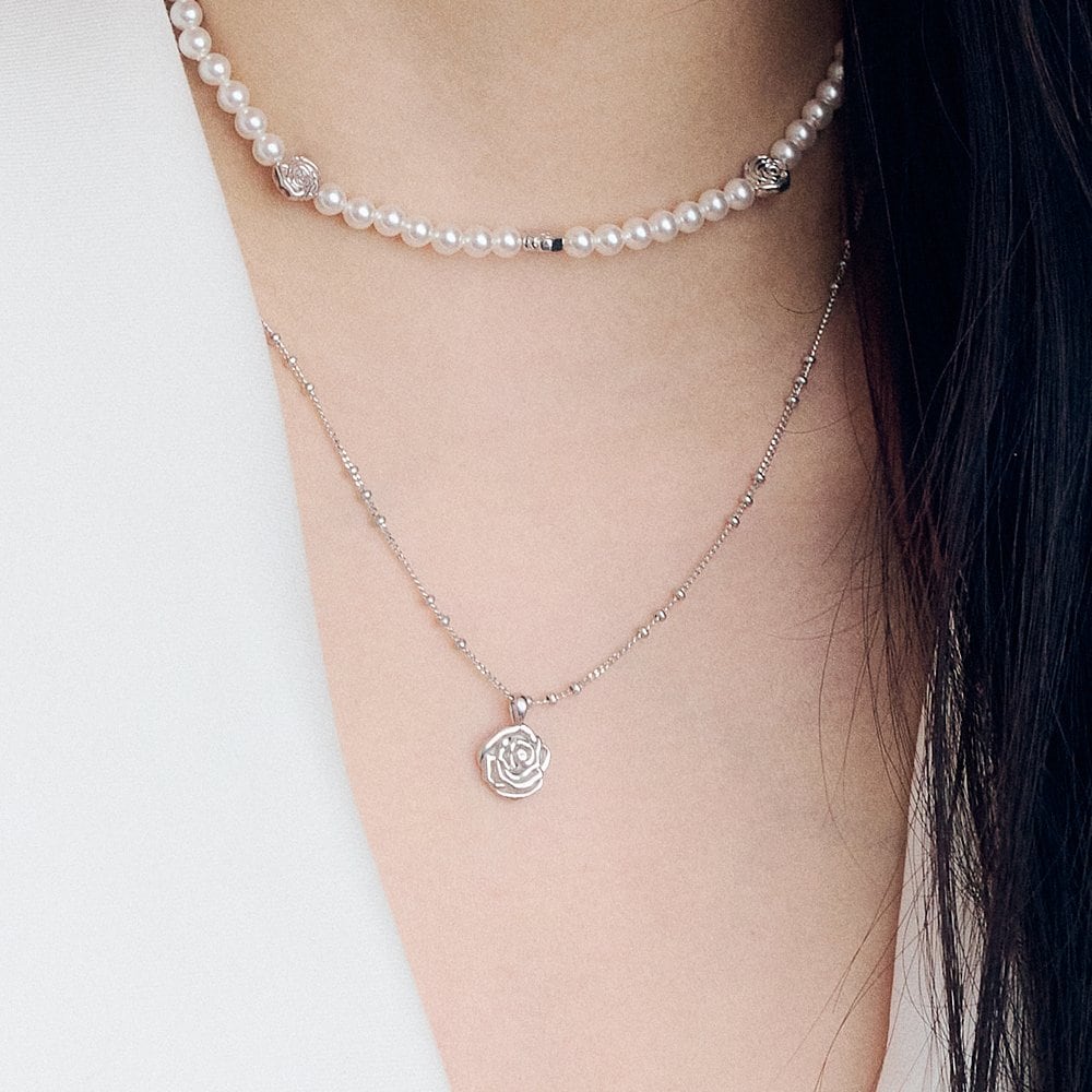[Rosemont] Silver Necklace Pure Rose Ra25A03K