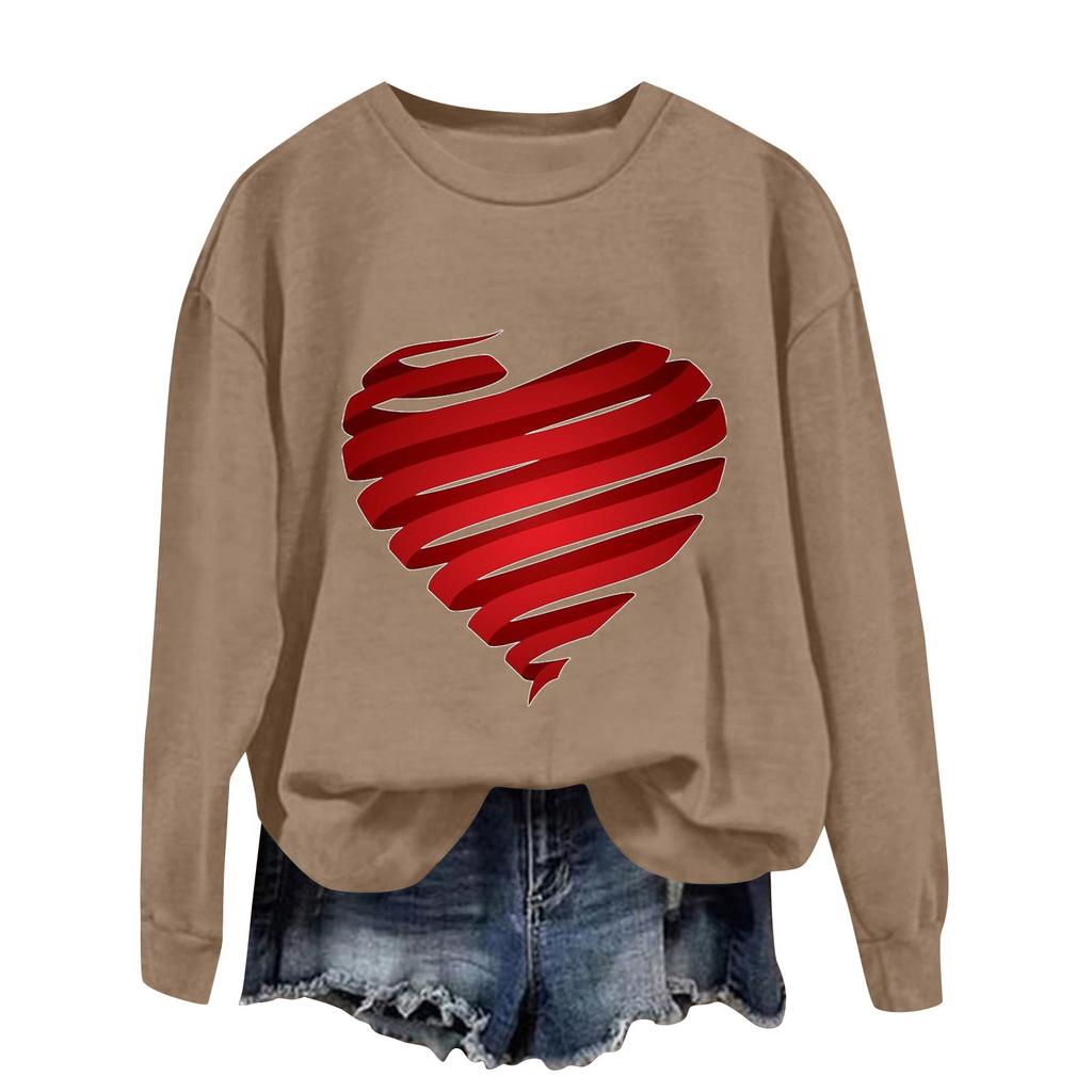 Women's Fashion Long Sleeve Print Round Neck Sweater Top