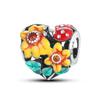 925 Sterling Copper Golden Sunflowers Heart Beads Pendant Charms Beads Fit 4MM Hole Diameter Bracelets Luxury Party DIY Zircon