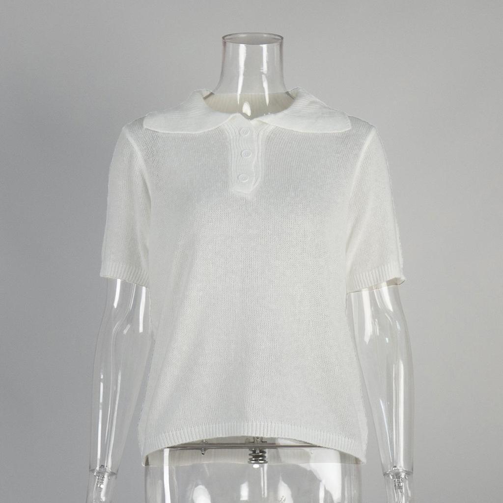 Spring/Summer 2025 Women's Cross-Border Openwork Knit Bubble Sleeve Sweater
