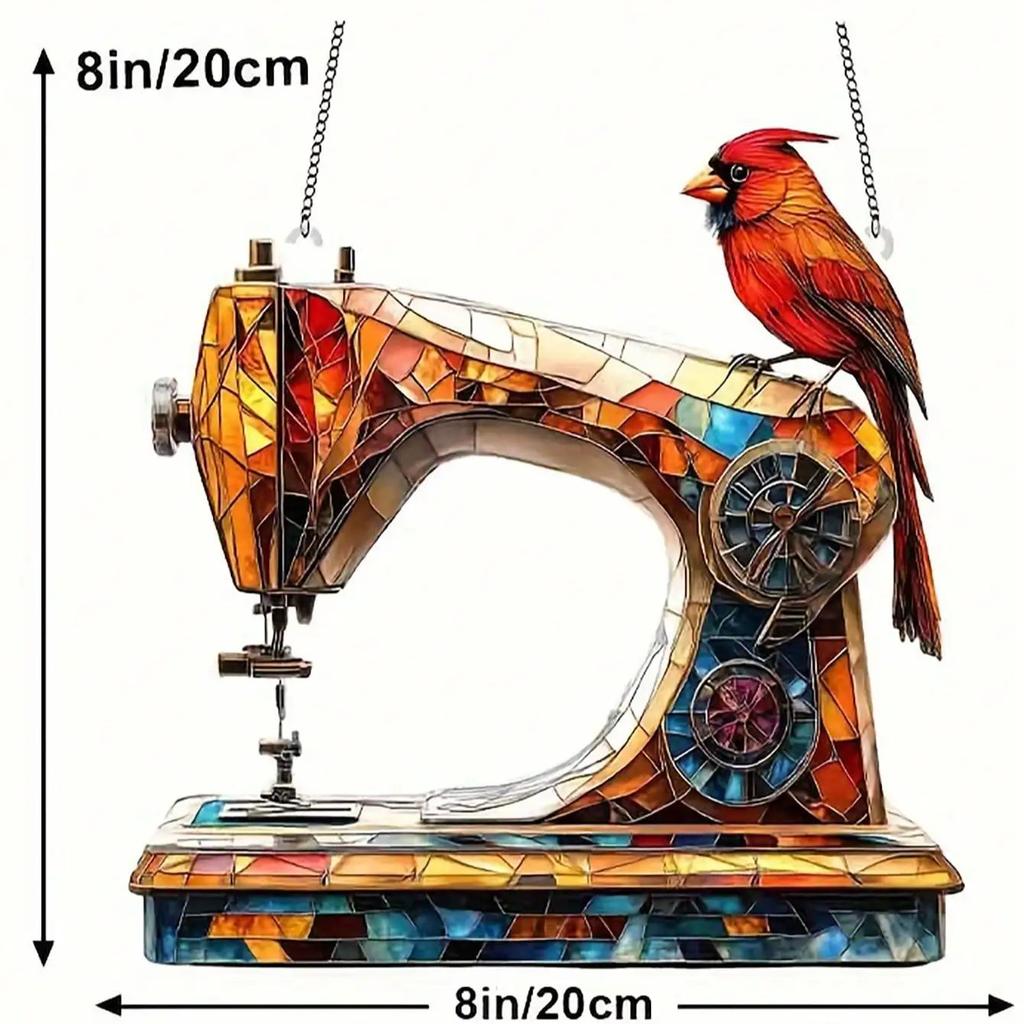 Vintage Sewing Machine Sunshine Catcher Pendant, Suitable for Home and Garden Decoration, Indoor and Outdoor Porch Decoration,