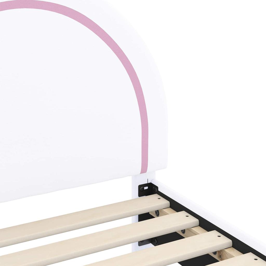 Kids Bed Frame with Headboard White 80 X 200 Cm PU