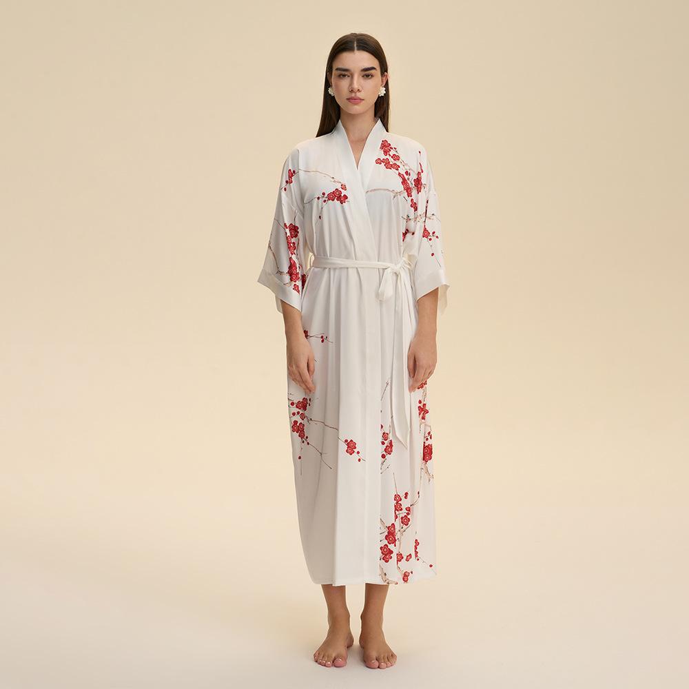 Yaoting Satin Plus Size Women's Long Sleeve Pajamas and Bathrobe Set - Spring/Fall Collection WP5021