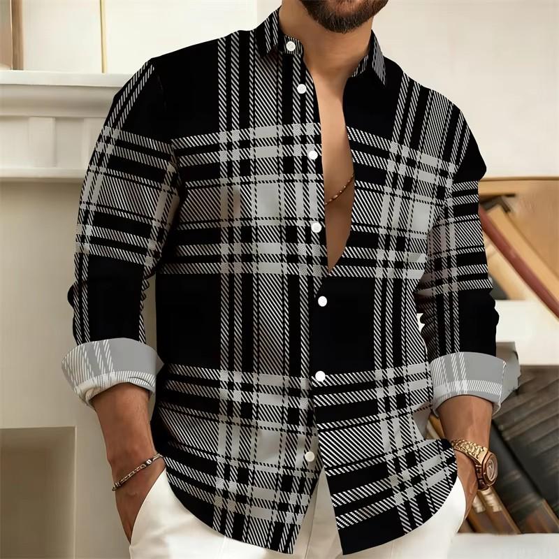 Autumn Winter New Men Clothes Long Sleeve Casual Stripe Shirt